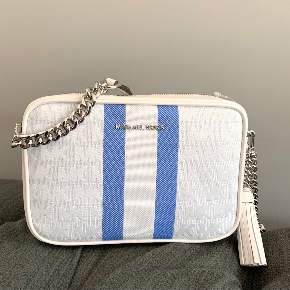 NWT MK monogram camera bag white blue silver - Picture 2 of 7